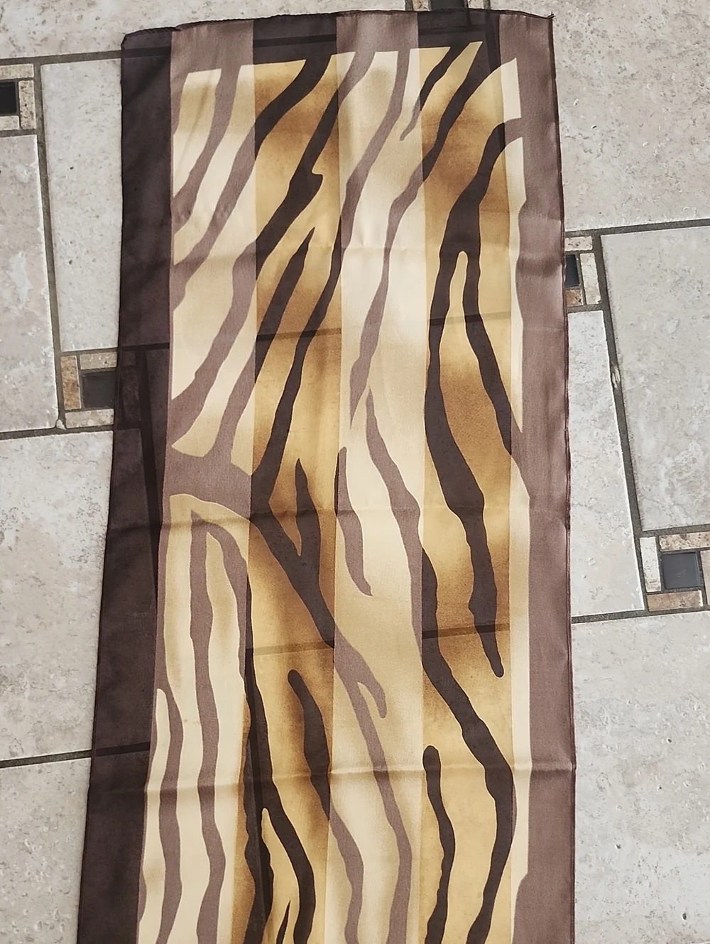 Vtg Elaine Gold For Collection XIIX Brown & Gold Zebra Print Sheer